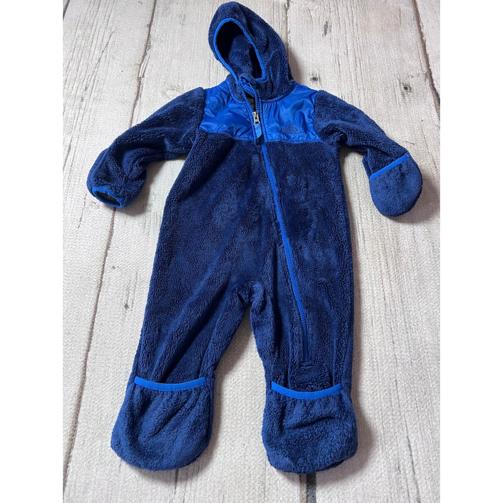 The North Face Fleece Bunting Infant 6-12M Blue Hooded Zip Front‎ Snowsuit